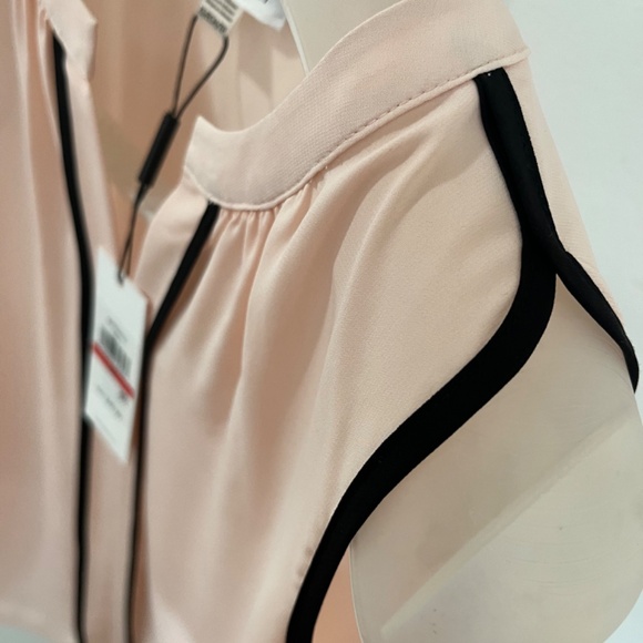 Calvin Klein Basic Casual Career Pink Black Trim Sleeveless Blouse XS - Picture 4 of 7